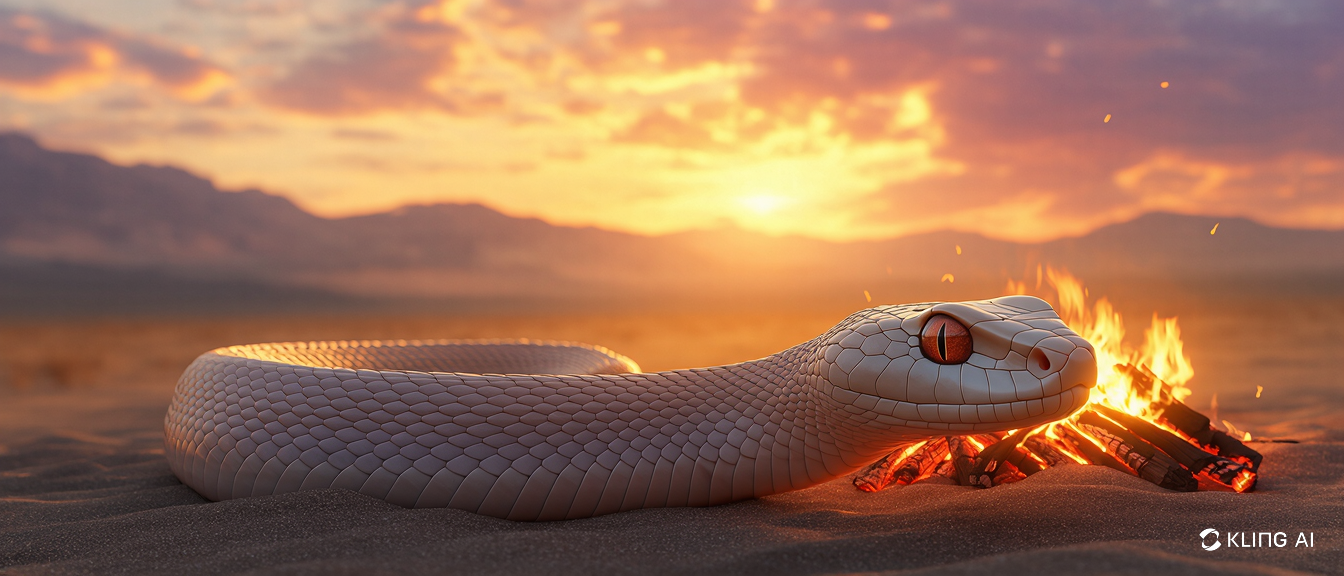 Serpiente en el desierto al atardecer
